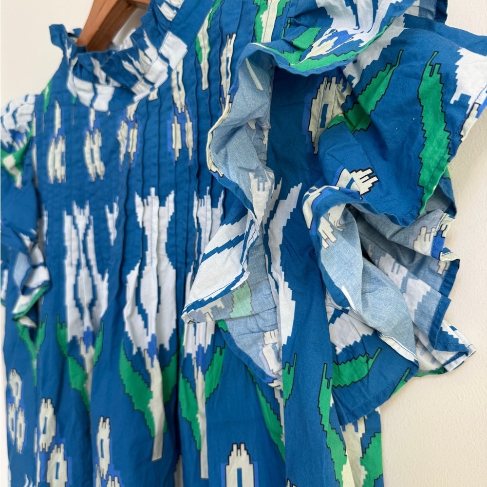 OLIPHANT PINTUCK RUFFLE TOP SUMBA BLUE - Picture 5 of 7